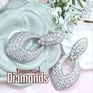 Dainty White Baguette Diamond Dangle Earrings 925 Silver